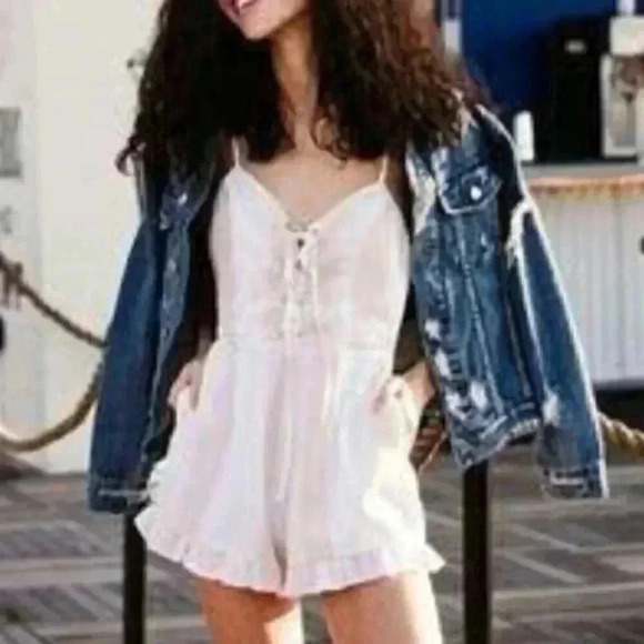 ABBY BLUSH STRIPED ROMPER - Picture 1 of 4